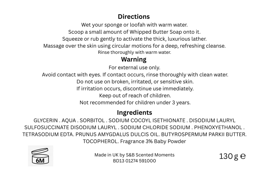 Baby Powder Luxury Whipped Butter Soap 130g