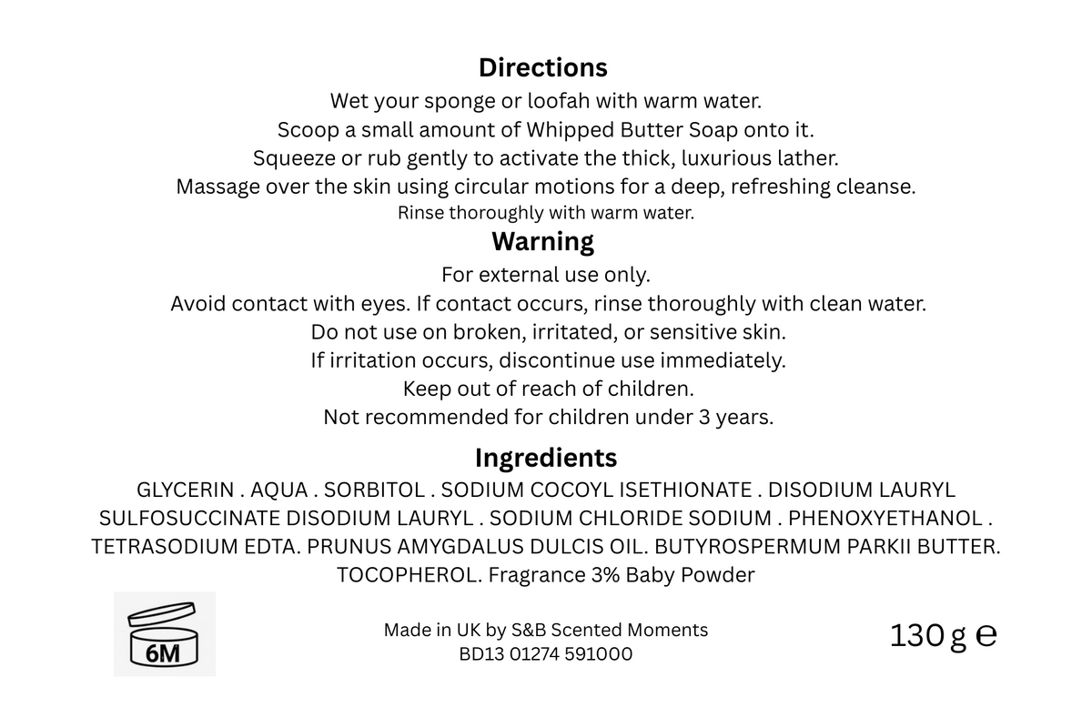 Baby Powder Luxury Whipped Butter Soap 130g