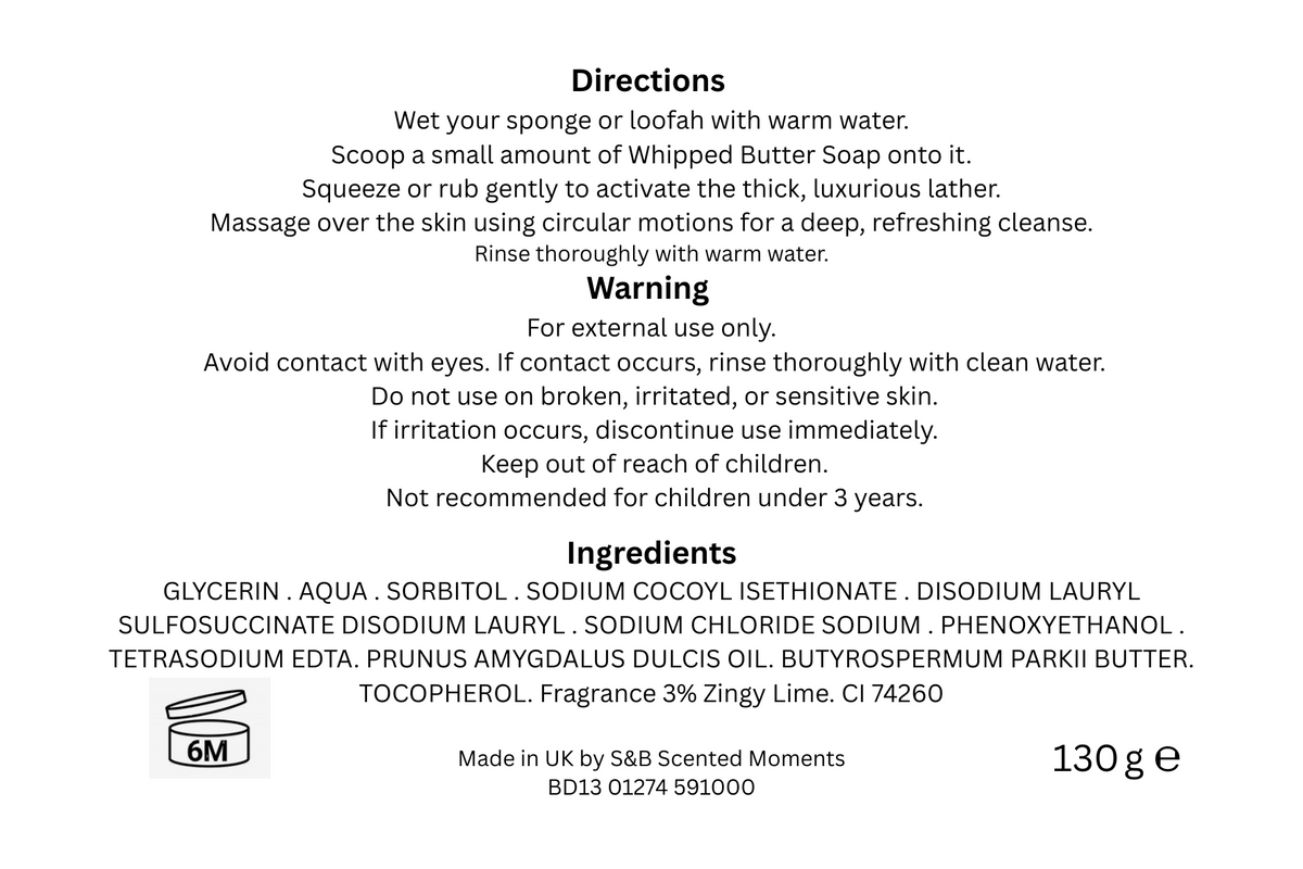Zingy Lime Whipped Butter Soap 130g